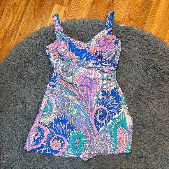Miraclesuit Talbots Sanibel Tankini One Piece Swim Confetti Paisley Size 8 NWOT - Picture 2 of 5